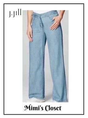 J.JILL Light Blue Chambray Wide-Leg Denim Jeans Size 16